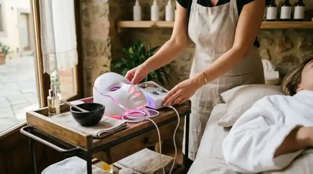 Macchinario professionale con maschera LED per trattamenti viso
