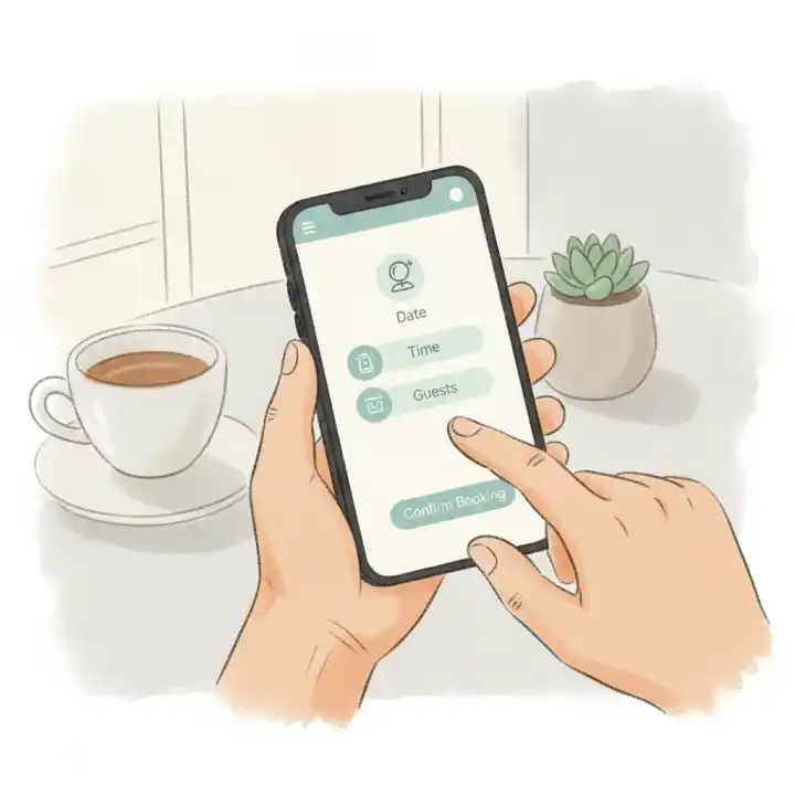 Una cliente che prenota un appuntamento online dal proprio smartphone