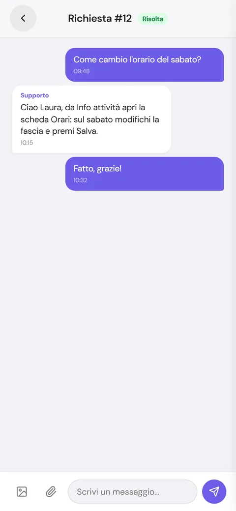Chat con l'assistenza