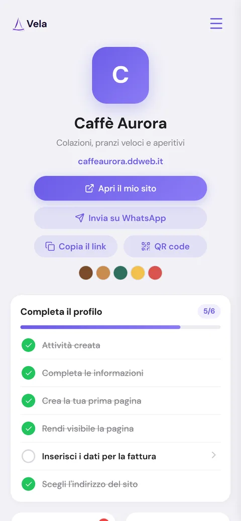 Schermata principale dell'app