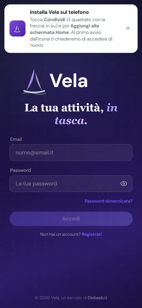 Schermata di accesso con le istruzioni per iPhone