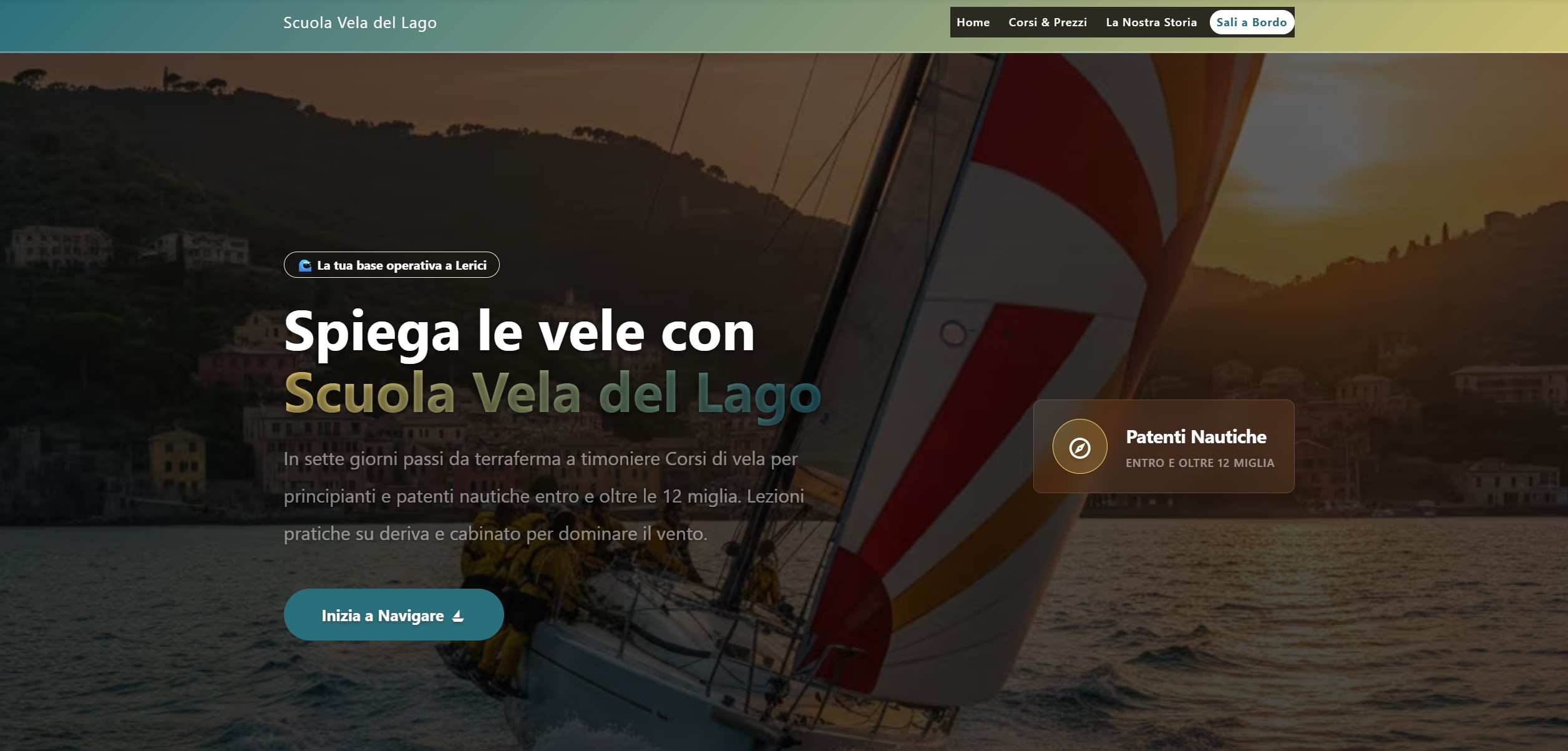 Sito creato con Vela su desktop