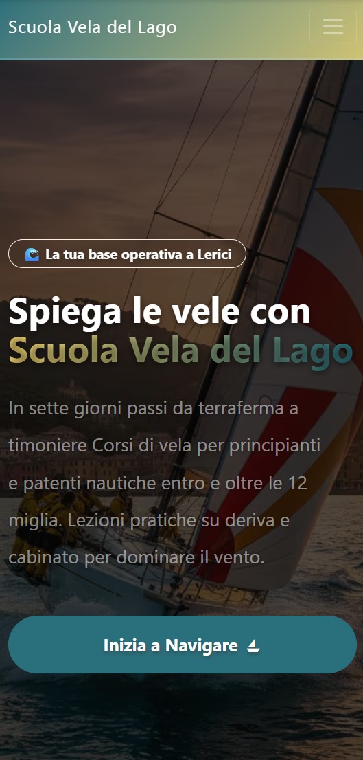 Sito creato con Vela su smartphone